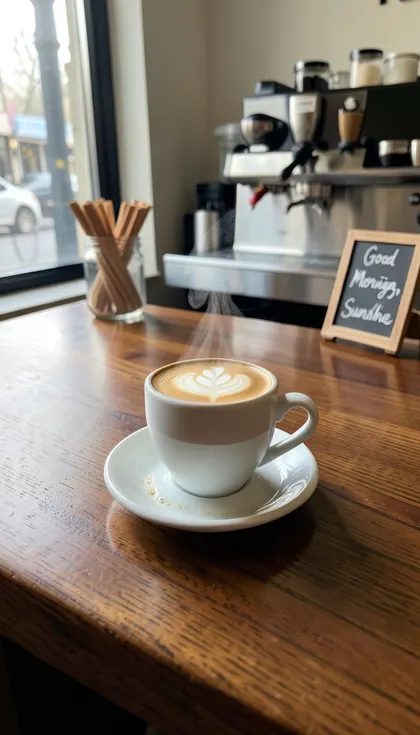 Vorher: ein Latte in einer weißen Tasse