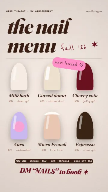 Nail menu