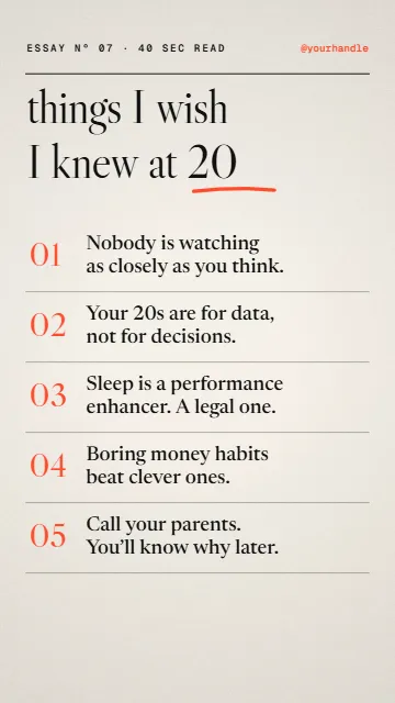 Wish I knew at 20