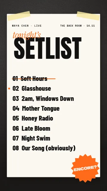 Tonight’s setlist